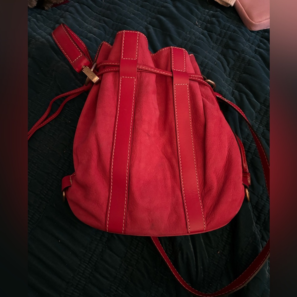 Lancel red bucket bag